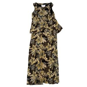 Appropriate Behavior Y2K green lead floral maxi dress with ruffle details